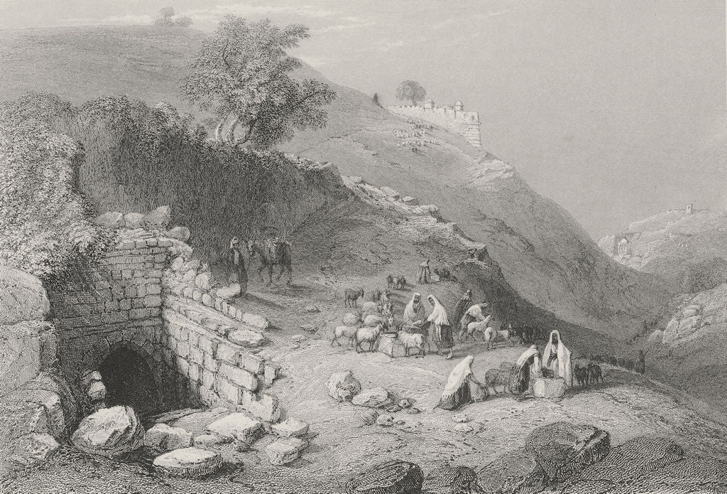 ISRAEL. Well of Virgin, Jerusalem-Bartlett 1847 old antique print picture